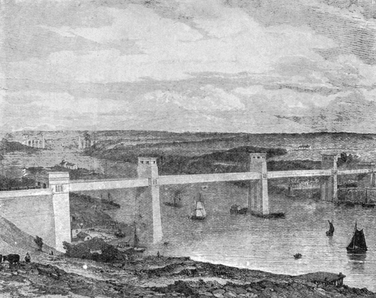 A Britannia Tubular Bridge a Menai-szoroson át, 1850..., 1901. alkotó: Unbekannt