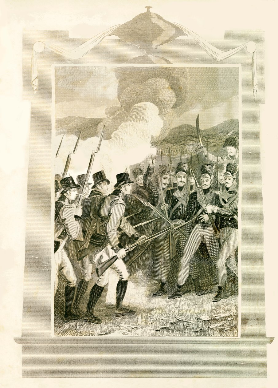 A britek szuronyokkal támadják meg a francia vonalakat a maidai csatában, 1806-ban, 1816-ban. alkotó: Unbekannt