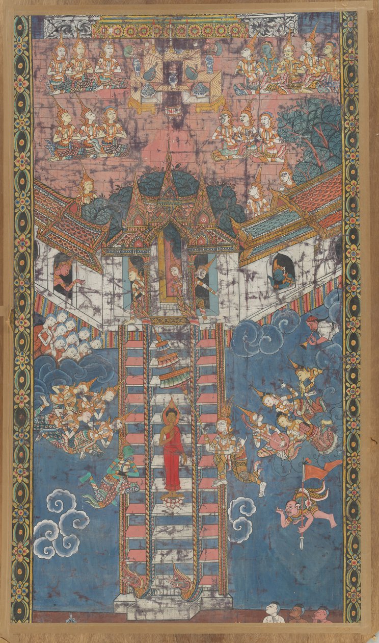 A Trayatrimsa mennyországból alászálló Buddha Sankissában, 19. század. alkotó: Unbekannt