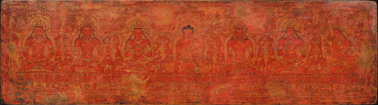 Shakyamuni Buddha, Öt Múlt Buddha és Maitreya, kb. 15. század. alkotó: Unbekannt