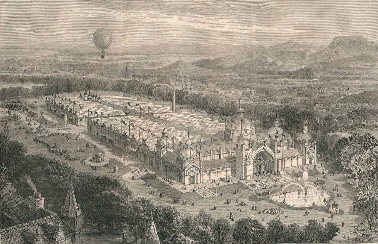 Az edinburghi nemzetközi ipari kiállítás épülete, 1886. alkotó: Unbekannt