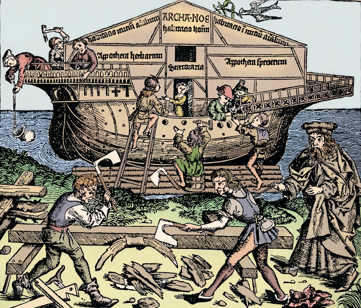 A Noé által felügyelt bárka építése, 1493, 1903 alkotó: Unbekannt