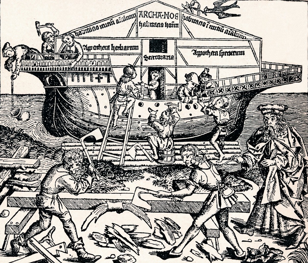 A Noé által felügyelt bárka építése, 1493, 1903 alkotó: Unbekannt