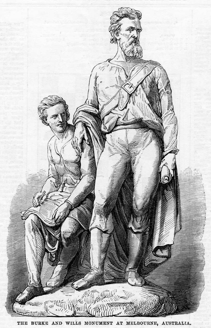 A Burke és Wills emlékmű Melbourne-ben, Ausztráliában, 1865 alkotó: Unbekannt