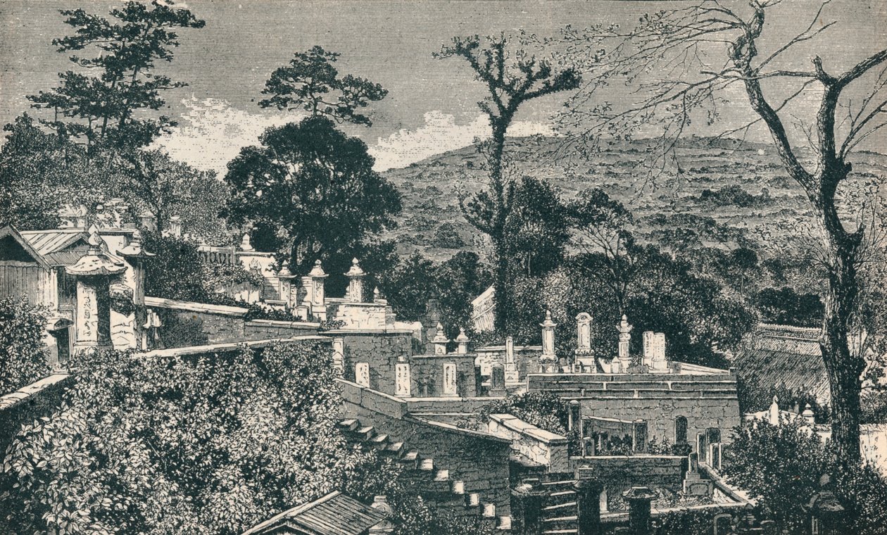 A temetődomb Nagaszakiban, Japánban, a város modern terjeszkedése előtt, 1907 alkotó: Unbekannt