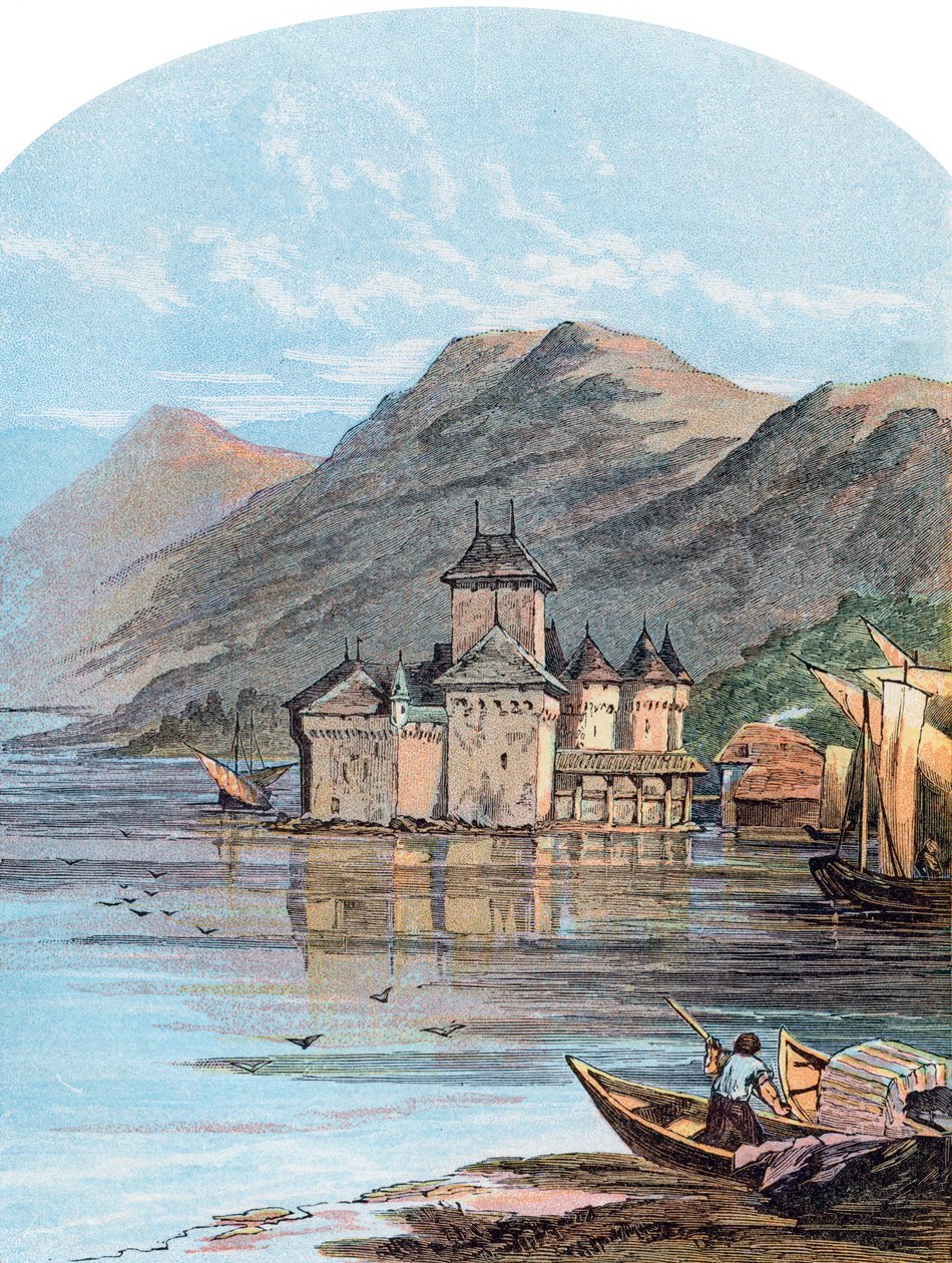 Chillon kastély, Genfi-tó, Svájc, 1864 alkotó: Unbekannt