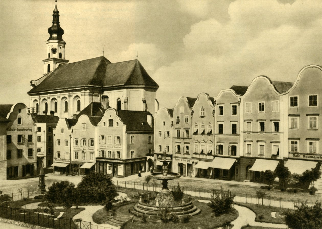 A Szent György-templom, Schärding am Inn, Felső-Ausztria, 1935. alkotó: Unbekannt