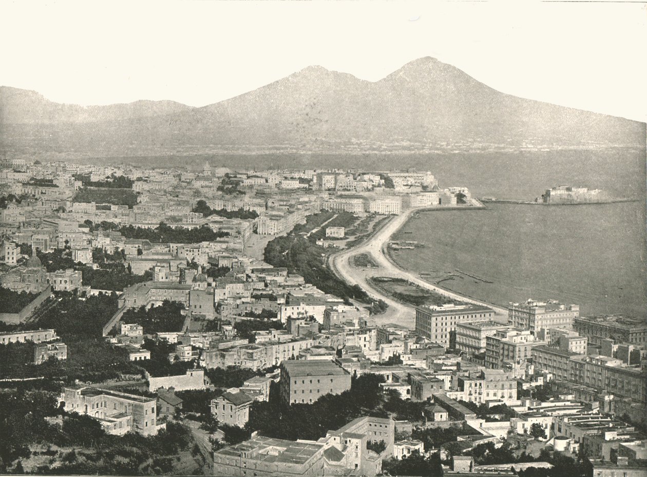 A város, az öböl és a Vezúv, Nápoly, Olaszország, 1895. alkotó: Unbekannt