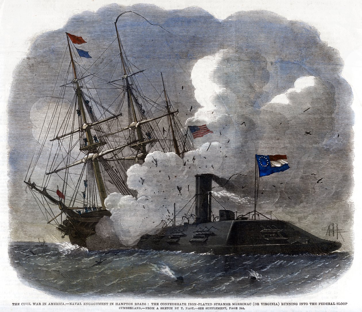 Polgárháború Amerikában – Hampton Roads-i haditengerészet..., 1862 alkotó: Unbekannt