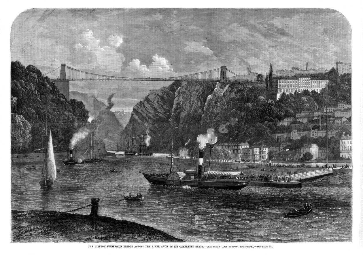 A Clifton függőhíd az Avon folyón, 1864 alkotó: Unbekannt
