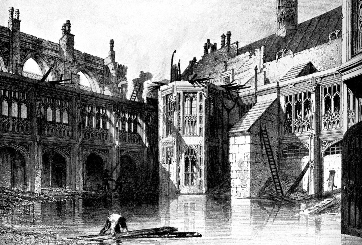 The Cloister Court, St Stephens Chapel, Westminster palota, 1834 c1905 alkotó: Unbekannt