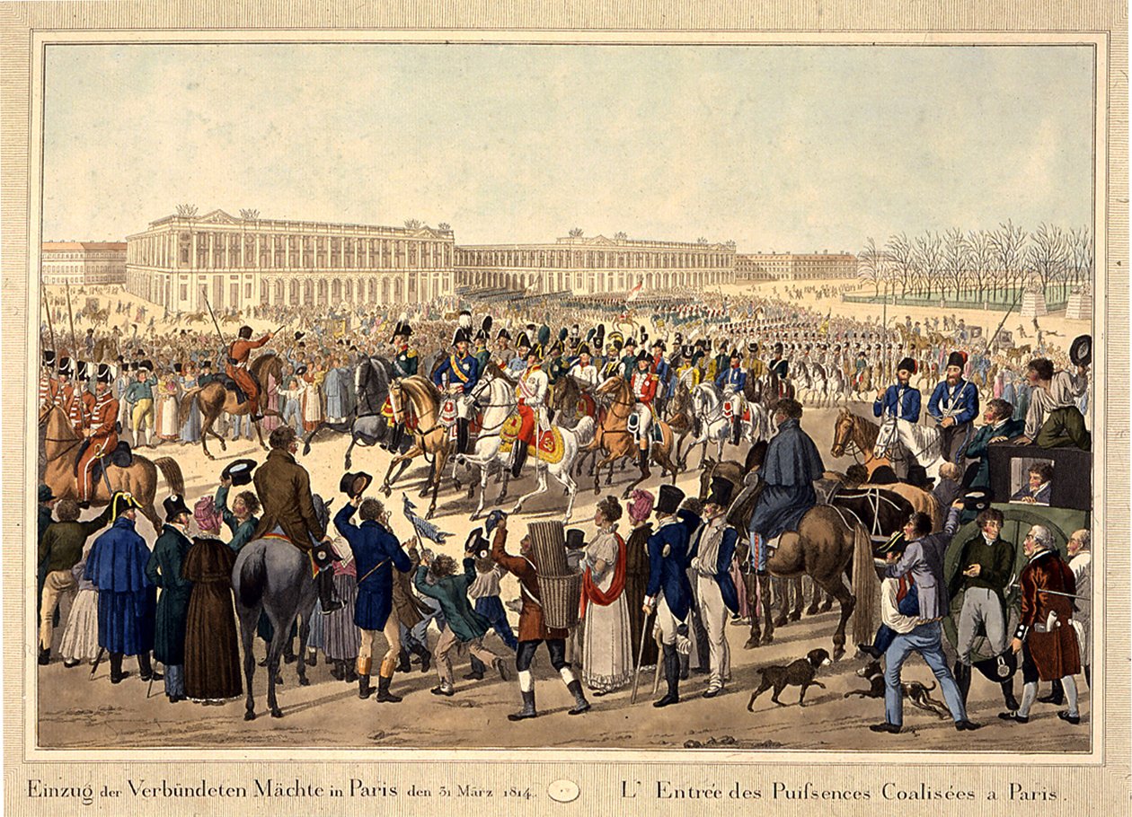 A koalíciós hadsereg 19. század elején, 1814. március 31-én belép Párizsba. alkotó: Unbekannt