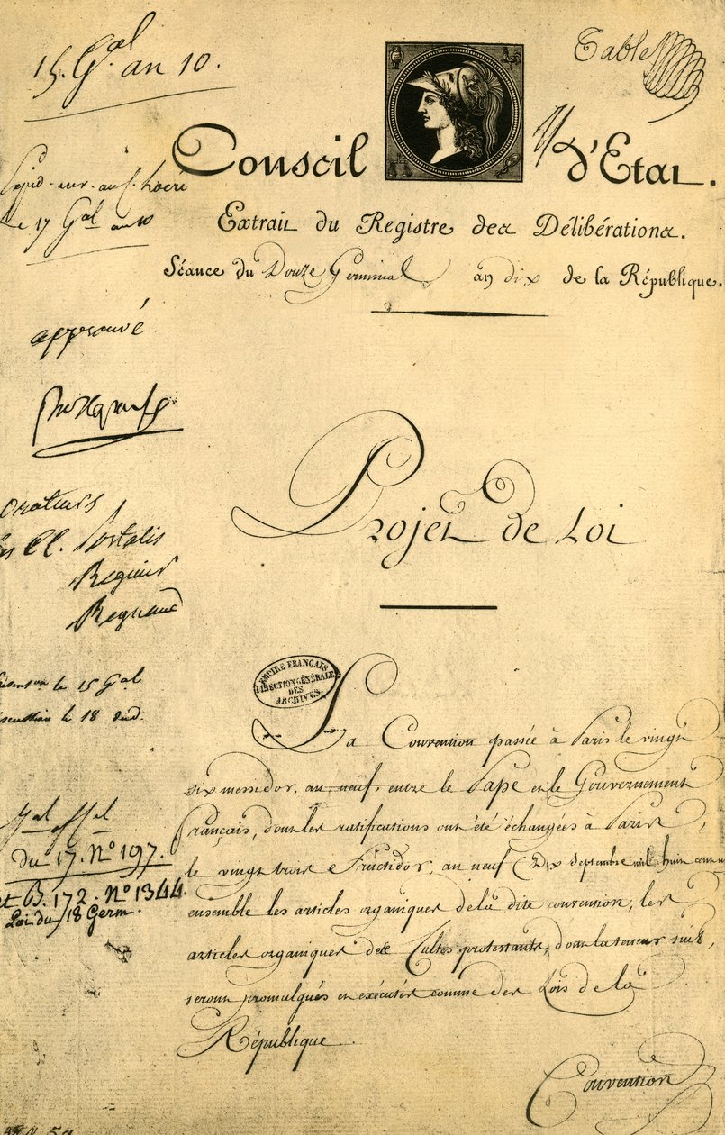 A konkordátum és szerves cikkek, 1802. április 5., 1921. alkotó: Unbekannt