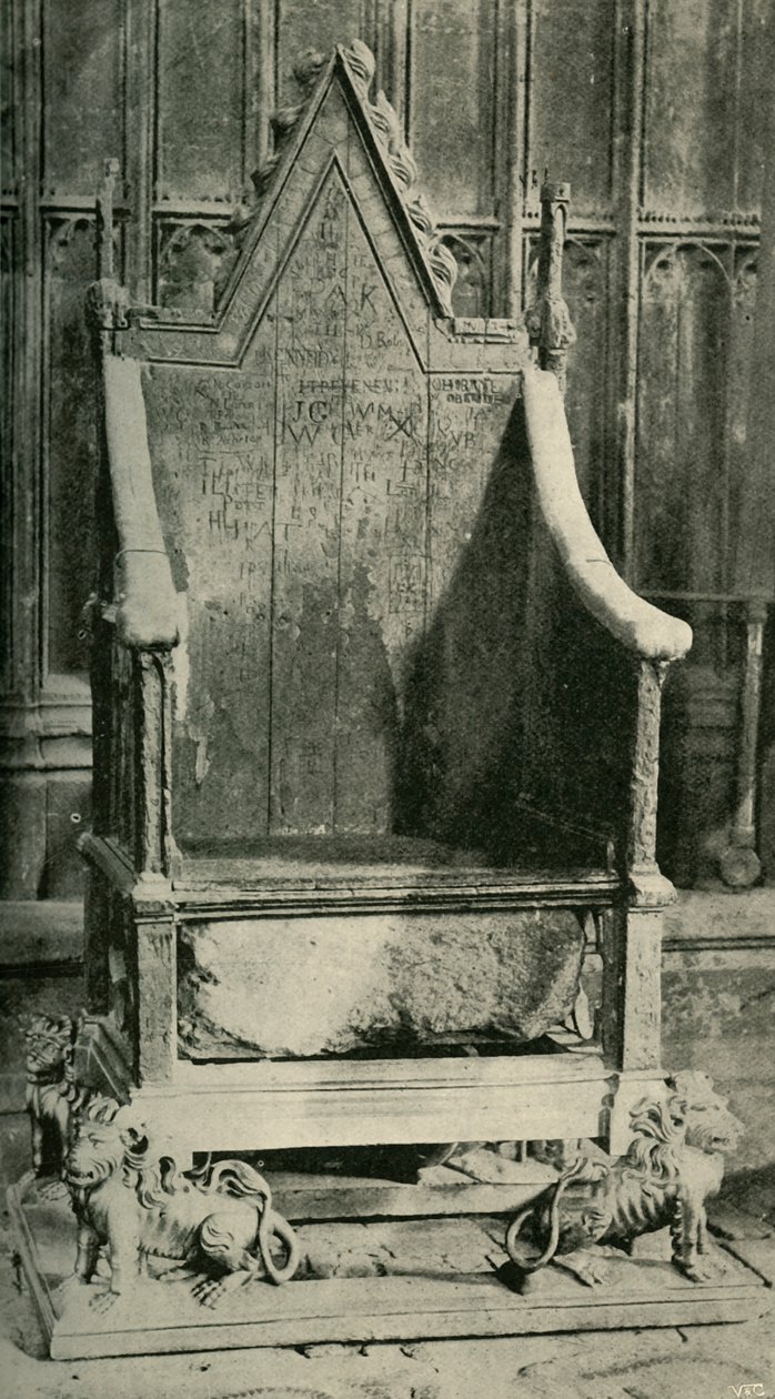 A koronázási szék, benne az ősi követ, 1902. alkotó: Unbekannt