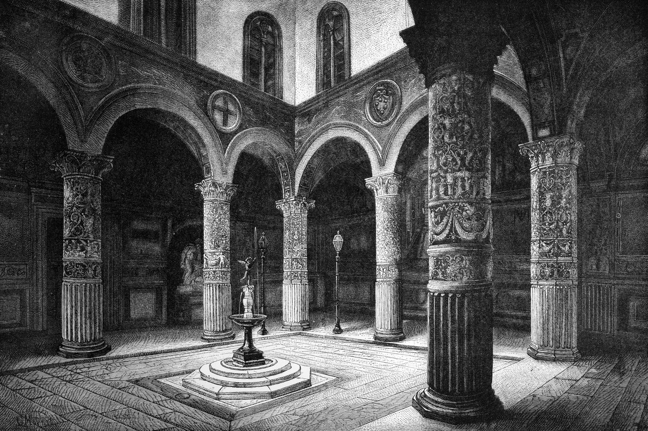 A Palazzo Vecchio udvara, Firenze, Olaszország, 1882 alkotó: Unbekannt