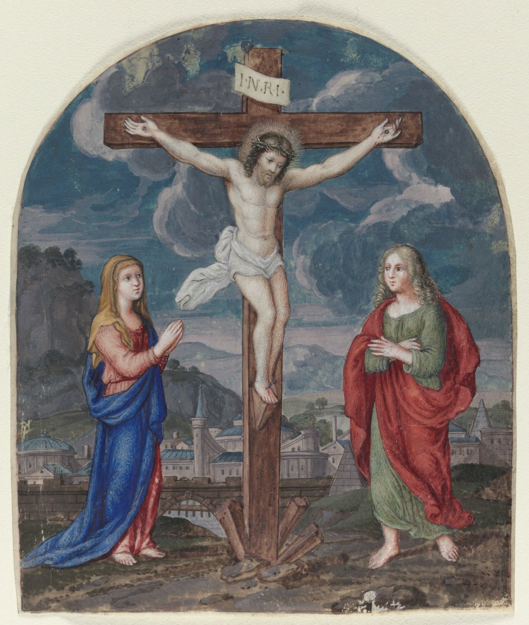 A keresztre feszítés: imakönyvből kivágott miniatűr c. 1540-1550. alkotó: Unbekannt