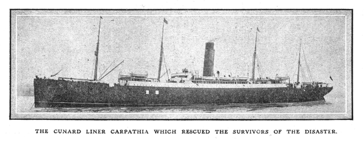 A katasztrófa túlélőit megmentő Cunard Carpathia 1912. április 20-án. alkotó: Unbekannt