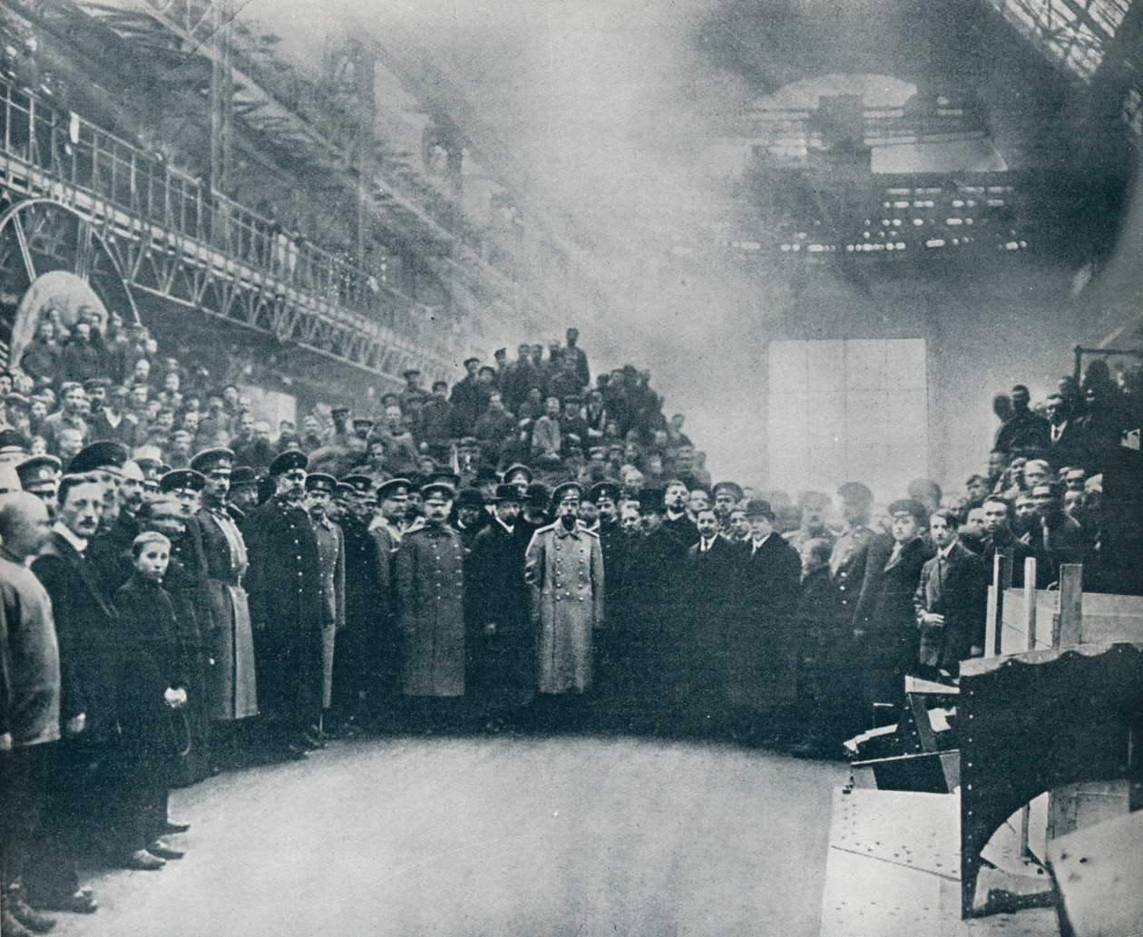 A cár, akit a nagy Putiloff Lőszer- és Mérnöki Művek munkásai közé vittek, 1914 alkotó: Unbekannt