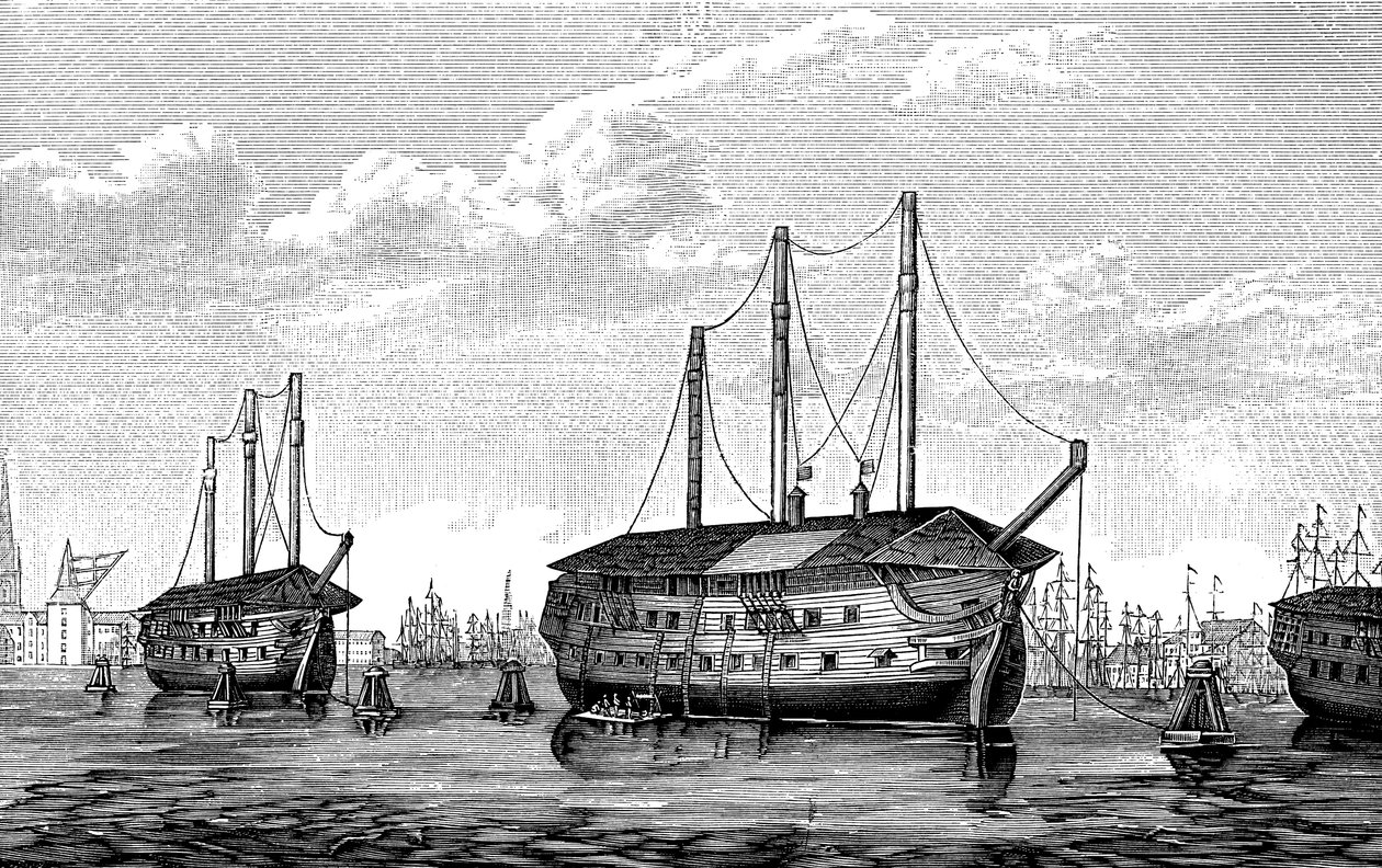 Dronning Maria és Waldemar dán börtönhajók Koppenhágában, 1848-1849 alkotó: Unbekannt