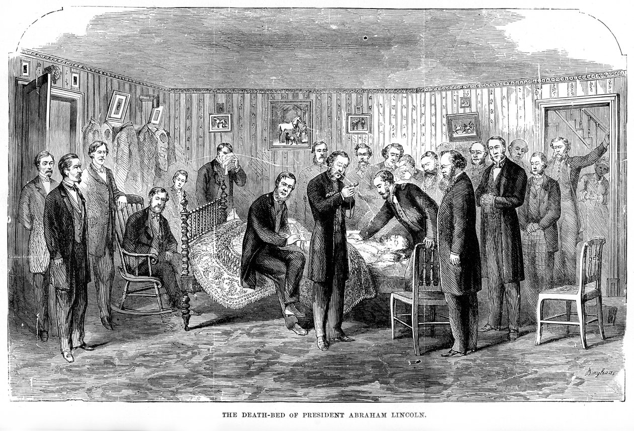 Abraham Lincoln elnök halálos ágya, 1865, 1872 alkotó: Unbekannt