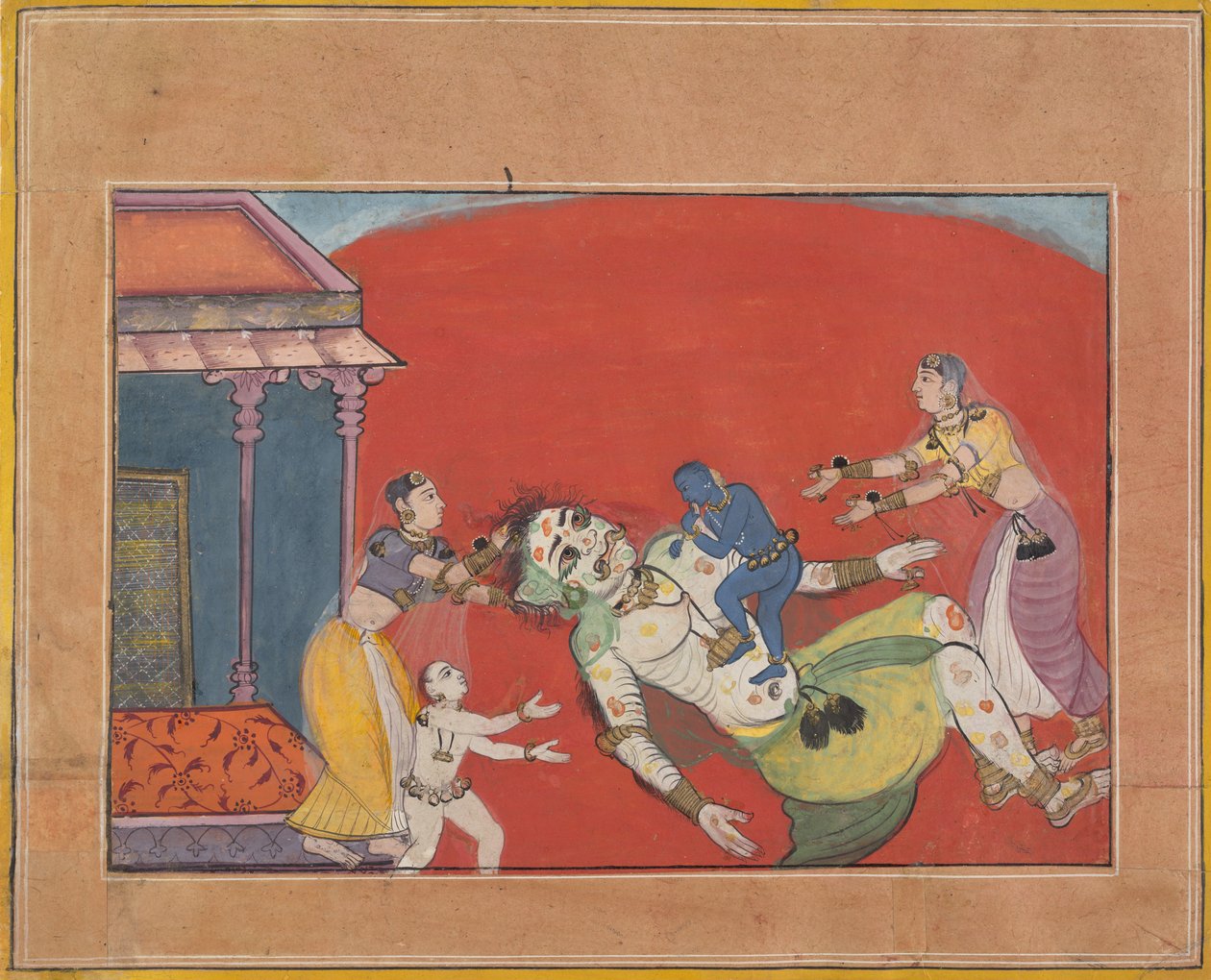 A Putana démon halála: Folio egy Bhagavata Purana sorozatból, kb. 1610. alkotó: Unbekannt