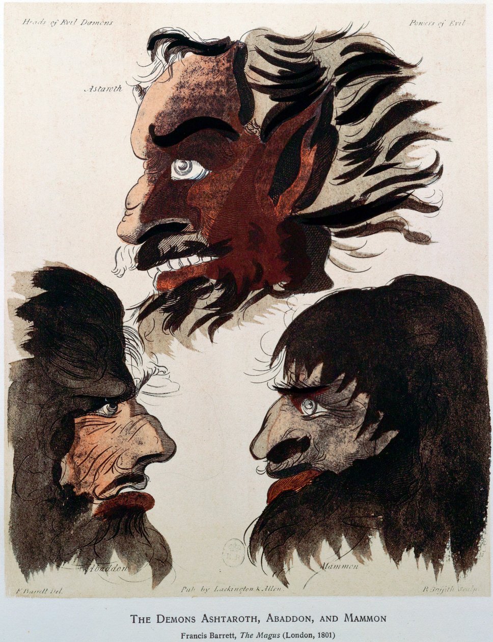 "A démonok Ashtaroth, Abaddon és Mammon", 1801 alkotó: Unbekannt