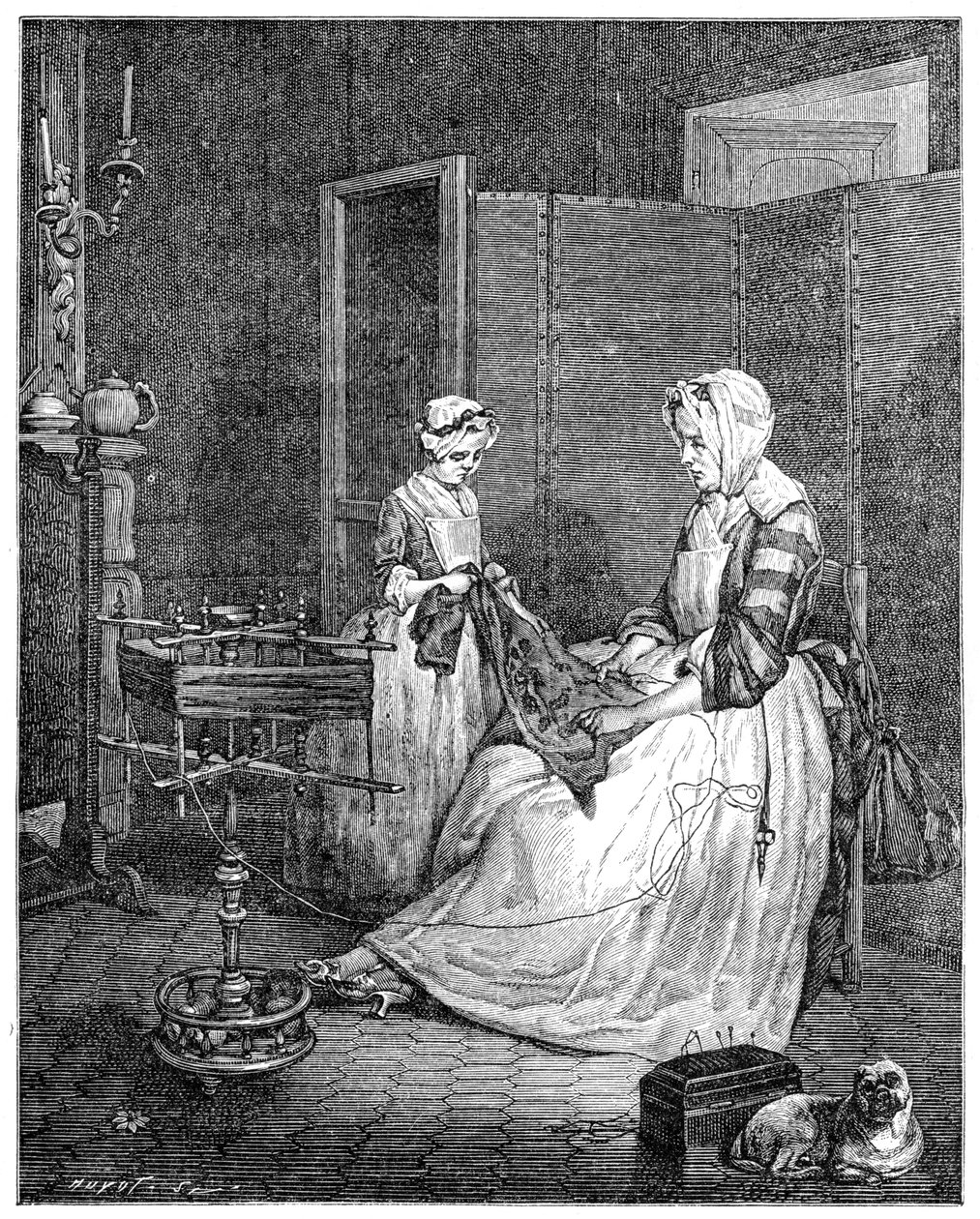 A szorgalmas anya, 1740, 1885 alkotó: Unbekannt