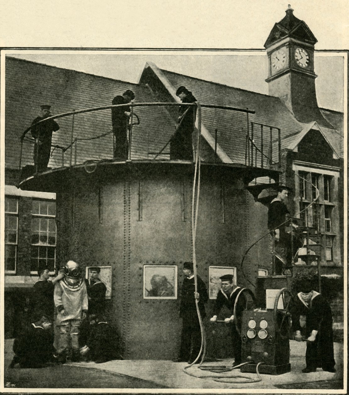 A búvártartály Portsmouthban, ahol búvárokat képeznek, 1901. alkotó: Unbekannt