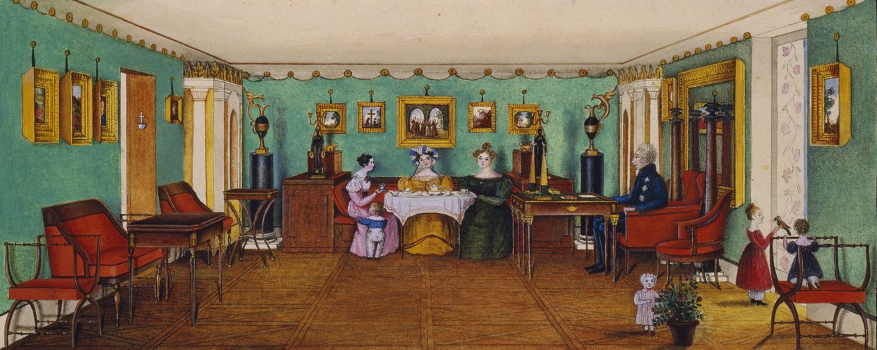 A szalon Josef August Ilinsky gróf házában Romanivban, 1834 alkotó: Unbekannt