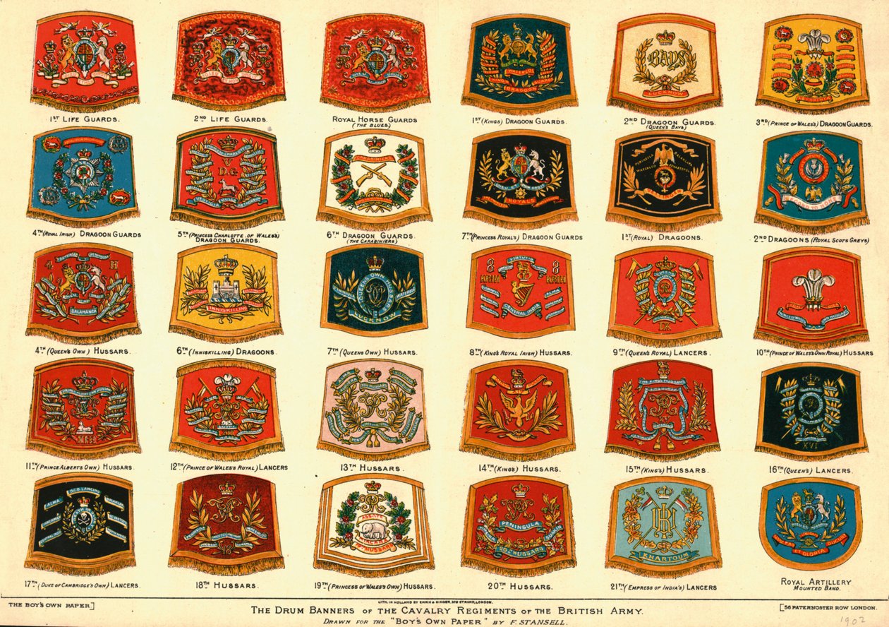 A brit hadsereg lovassági ezredeinek dobzászlói, 1902 alkotó: Unbekannt