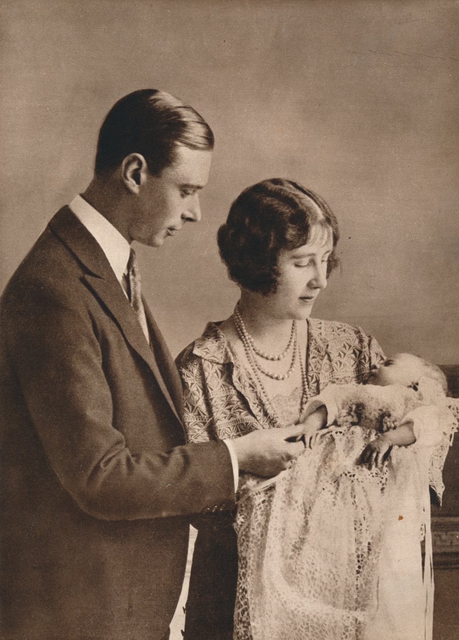 York hercege és hercegnéje Erzsébet hercegnő keresztelőjén, 1926-ban alkotó: Unbekannt