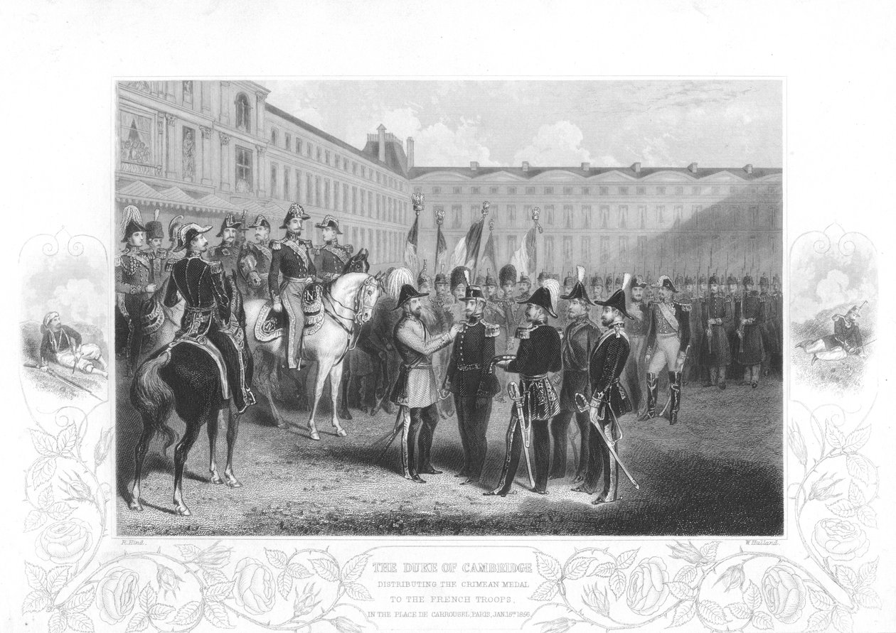Cambridge hercege átadja a krími érmet francia katonáknak, 1856 alkotó: Unbekannt