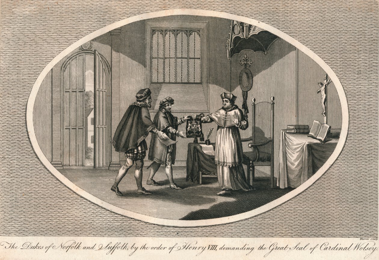 Norfolk és Suffolk hercegei Wolsey bíboros nagypecsétjét követelik, 1529 1793 alkotó: Unbekannt