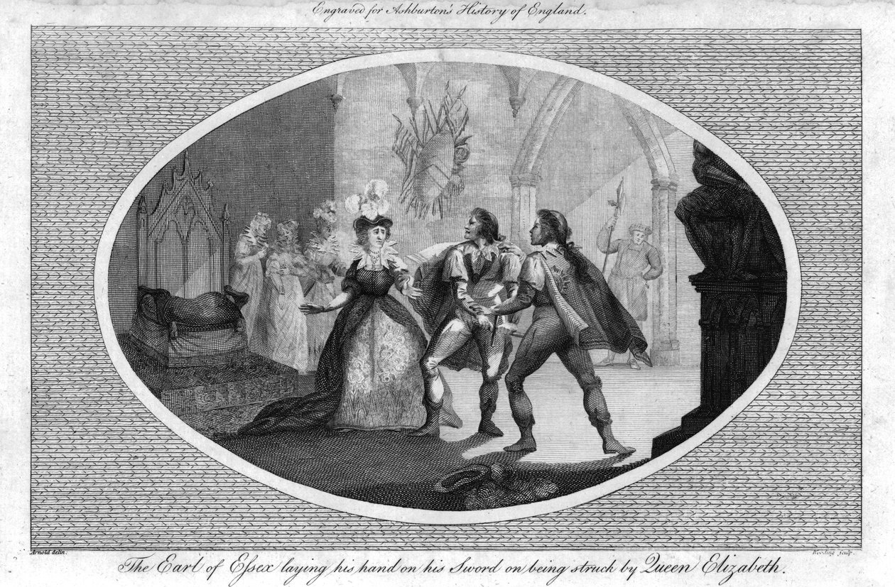 Essex grófja a kardjára teszi a kezét, amikor Erzsébet királynő eltalálta., 1792 alkotó: Unbekannt