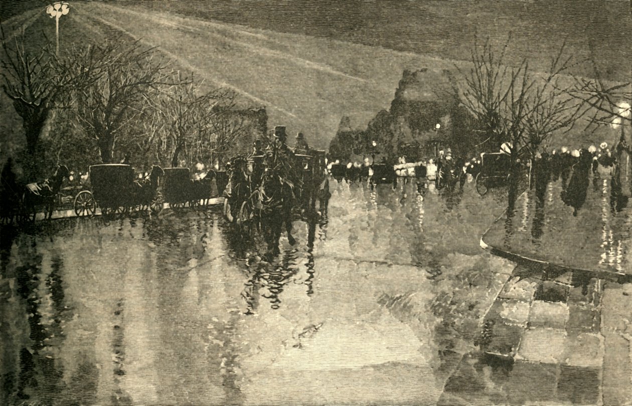 Az elektromos fény a Madison Square-en, New York államban, egy felhős estén, 1882-ben. alkotó: Unbekannt