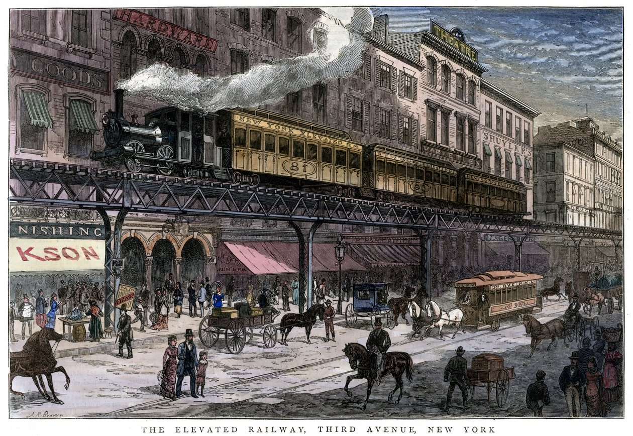 The Elevated Railway, Third Avenue, New York, 1879 alkotó: Unbekannt