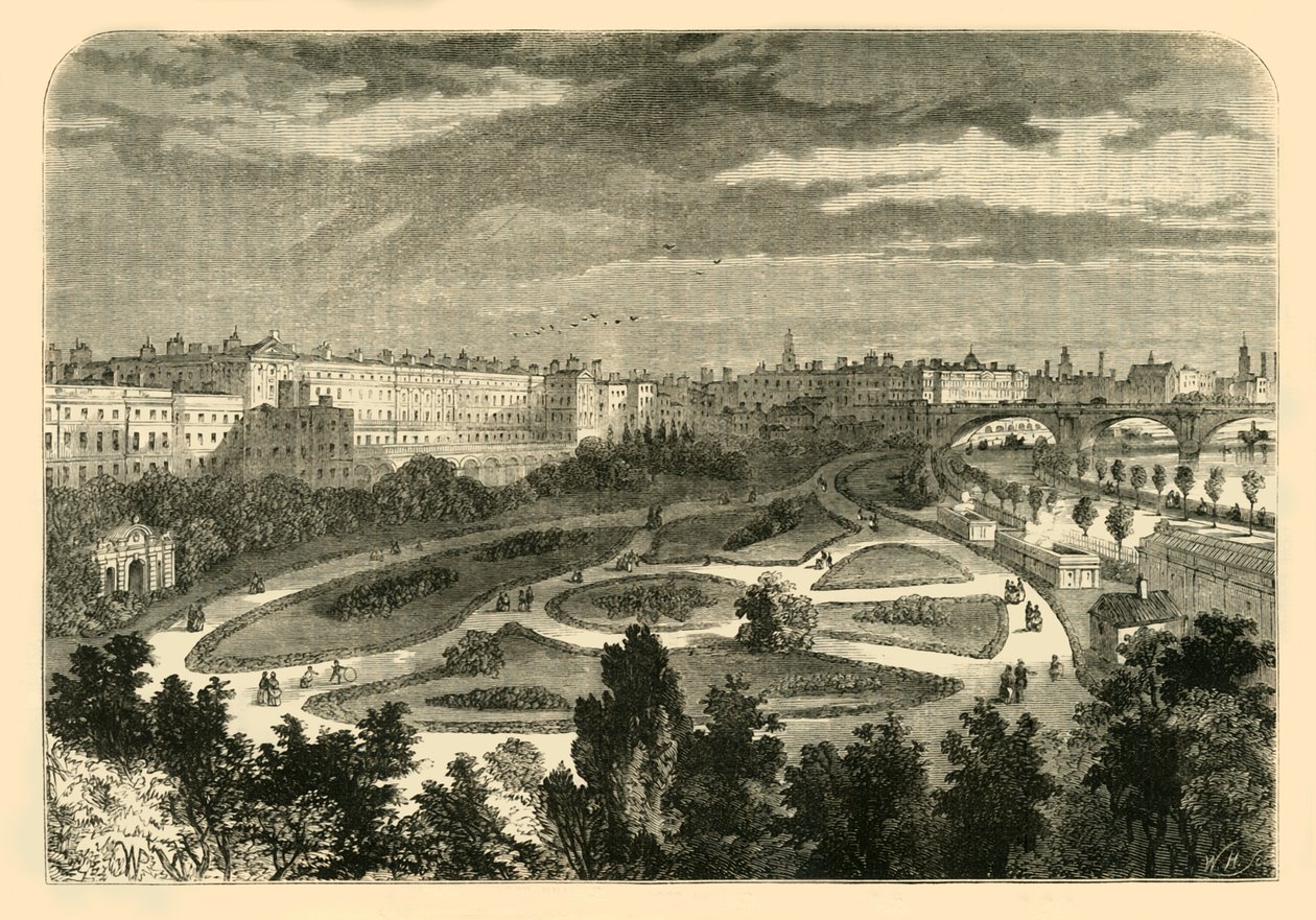 A rakpart a Charing Cross hídról, 1881. alkotó: Unbekannt