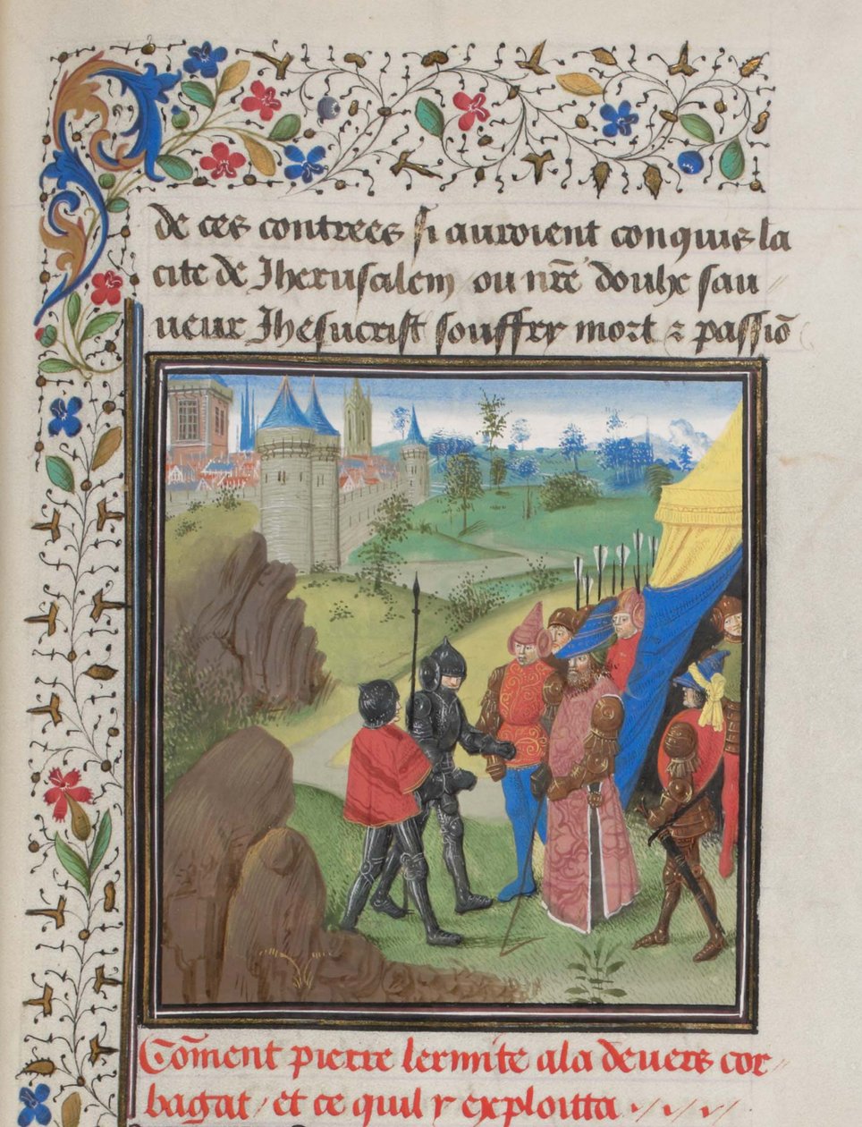 Remete Péter és Herluin nagykövetsége Kerboghában. Türoszi Vilmos miniatúrája a Historiából, 1460-as évek alkotó: Unbekannt