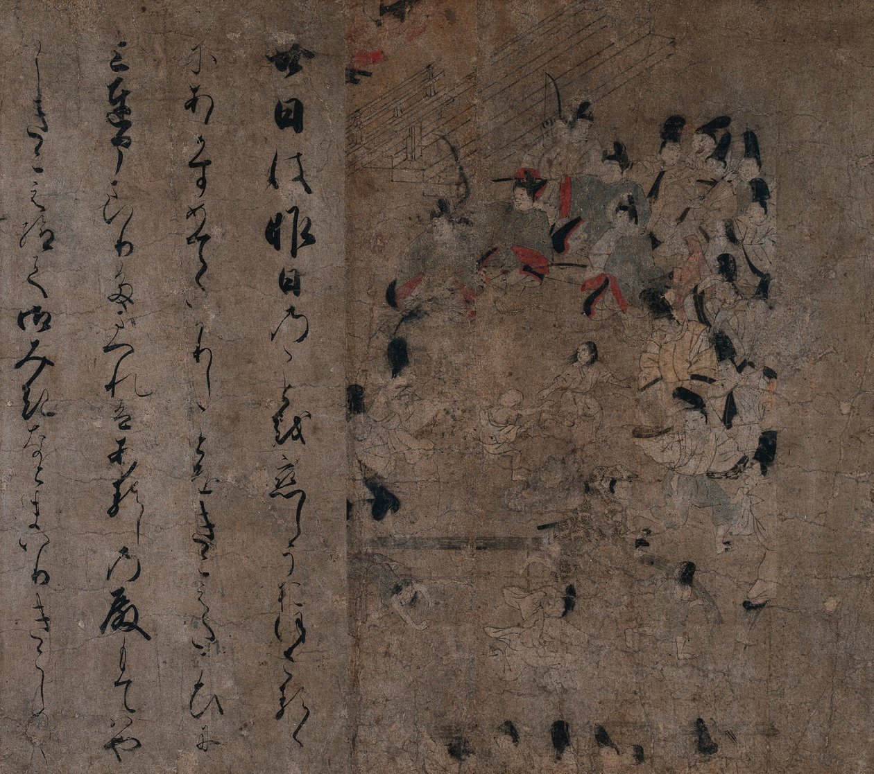A császárok részvétele a lóversenyen: epizód Eiga Eiga Monogatari meséjéből, c. 1200 alkotó: Unbekannt