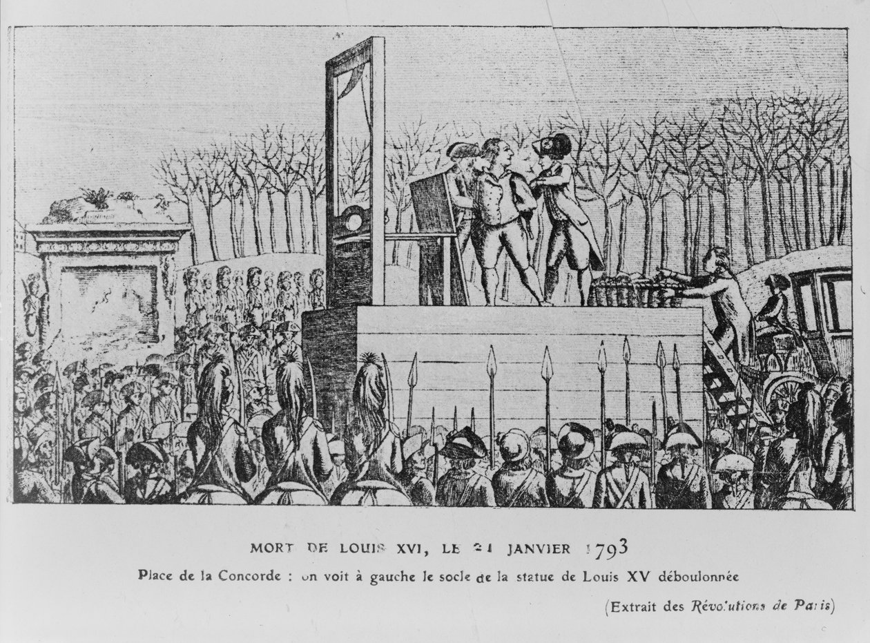 Lajos kivégzése a Place de la Revolutionon 1793. január 21-én, kb. 1793 alkotó: Unbekannt