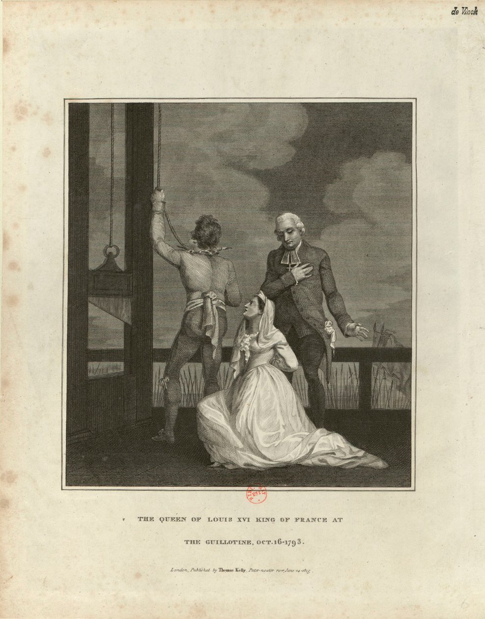 Marie Antoinette kivégzése 1815. október 16-án, 1793. október 16-án. alkotó: Unbekannt