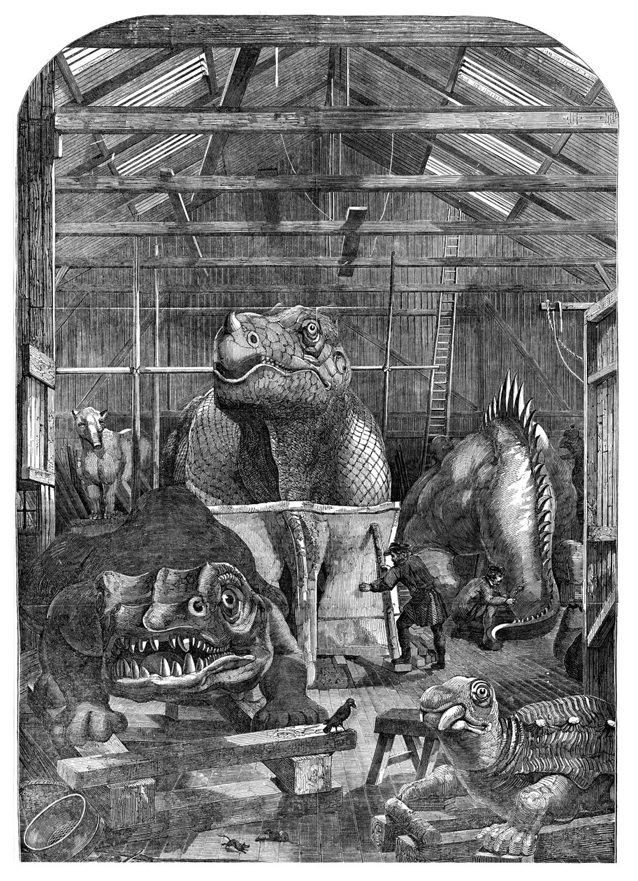 Az Extinct Animals modellszoba a Crystal Palace-ban, Sydenham, 1853 alkotó: Unbekannt