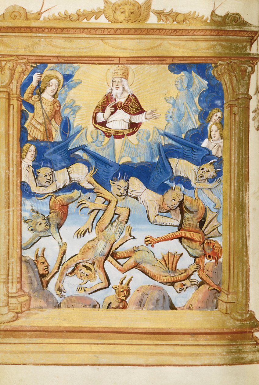 Lucifer bukása. Az órák könyvéből, c. 1500 alkotó: Unbekannt