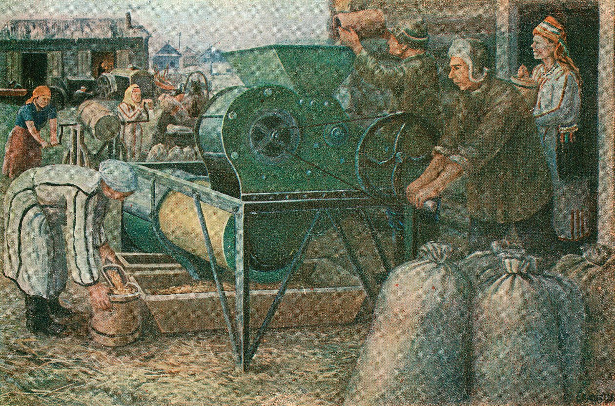 Harc a betakarításért: vetőmagok válogatása egy mordvai kolhozban, 1933 alkotó: Unbekannt