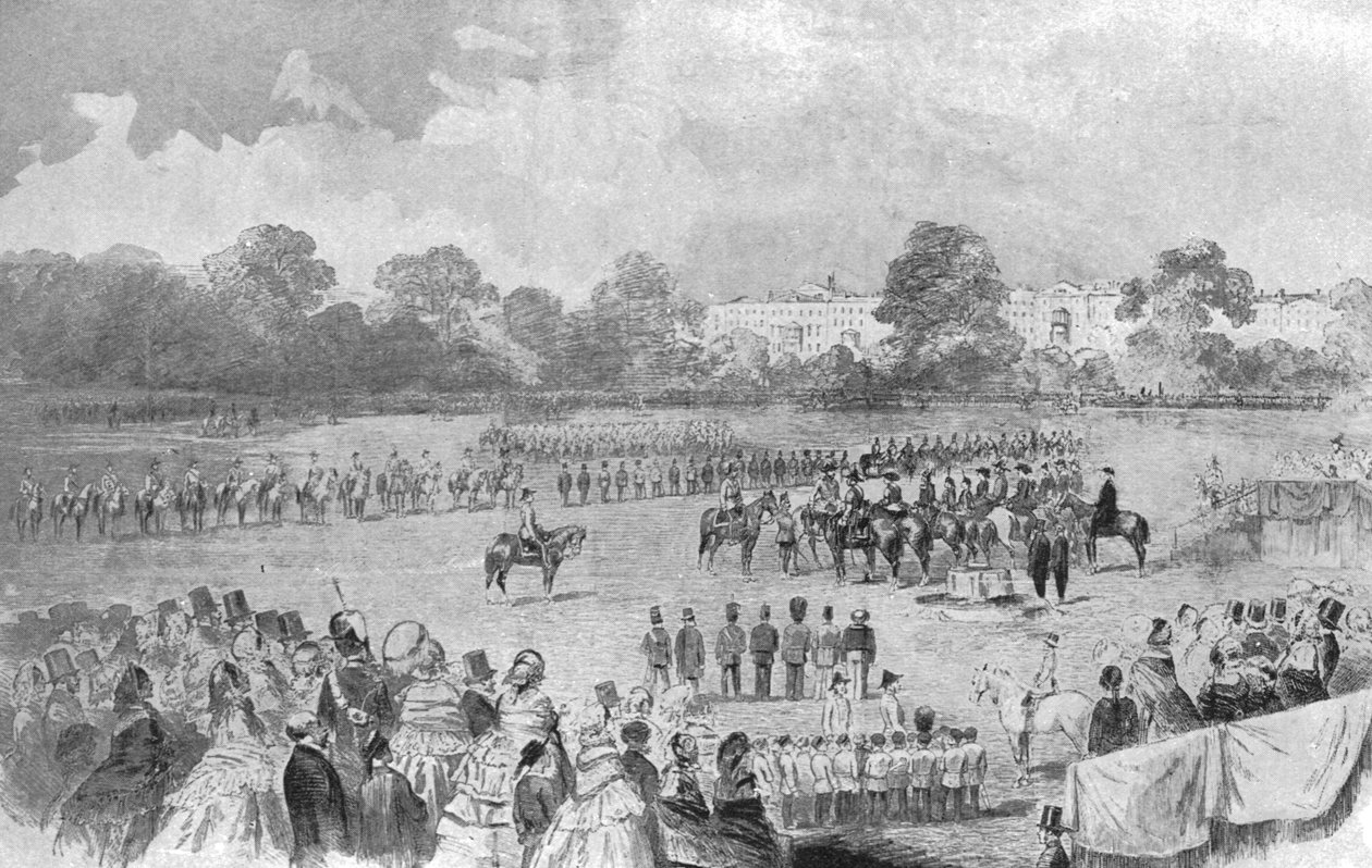 Viktória királynő első alkalommal kiosztotta a Viktória keresztet, Hyde Park, 1857. június 26., 1901. alkotó: Unbekannt