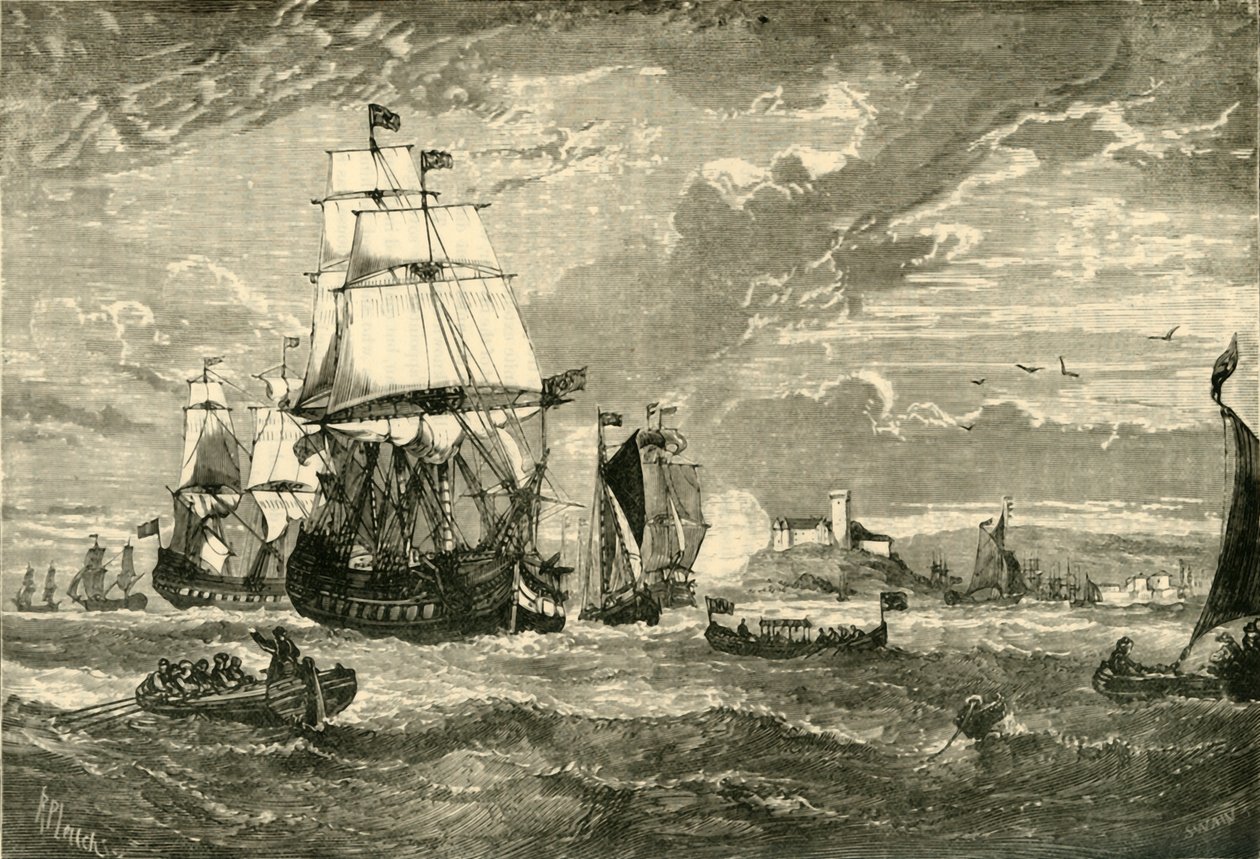 A Kelet-indiai Társaság első flottája elhagyja Woolwicht, 1601, 1890. alkotó: Unbekannt