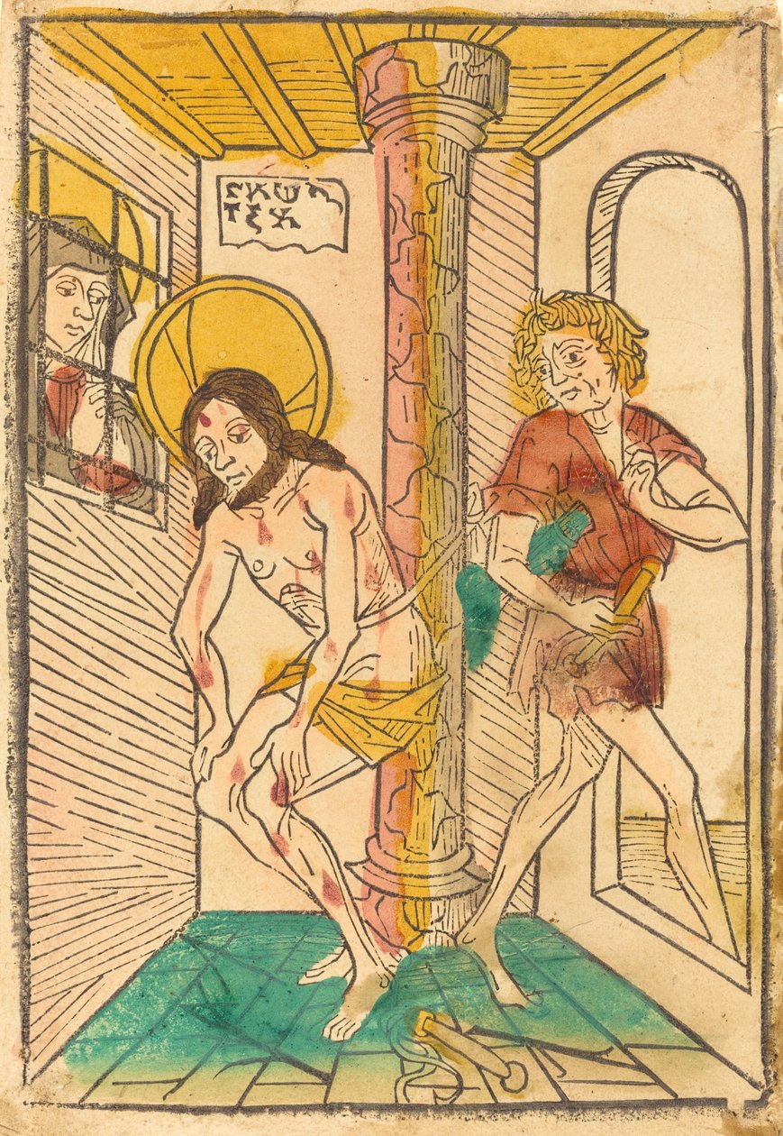 A korbácsolás Mária jelenlétében, 14651475. alkotó: Unbekannt