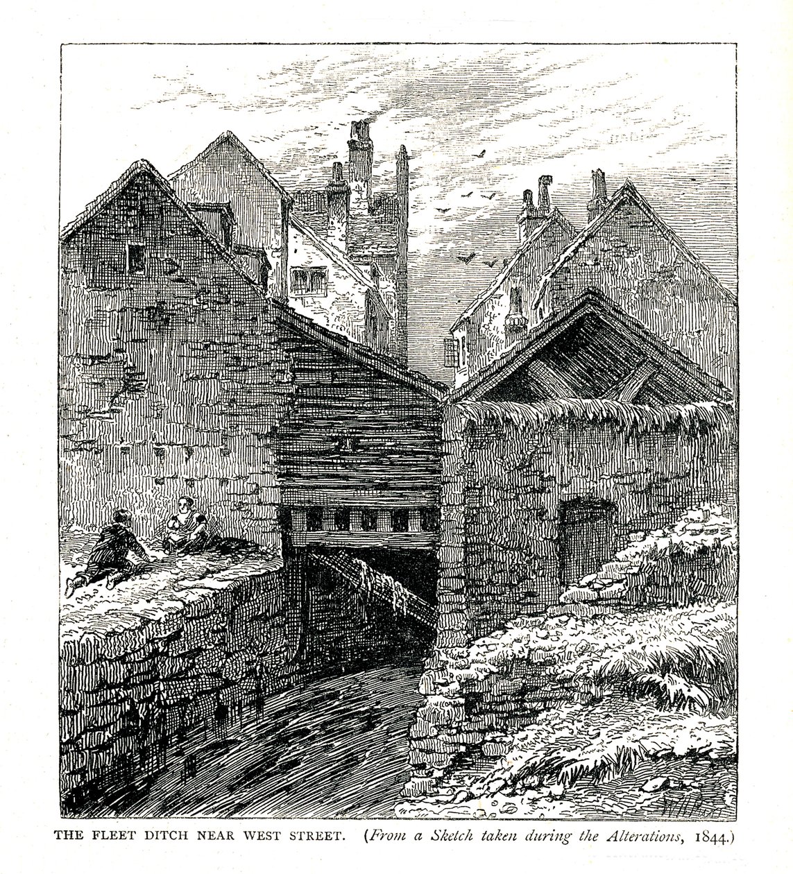 A Flotta-árok a West Street közelében, átalakítások során, 1844 alkotó: Unbekannt