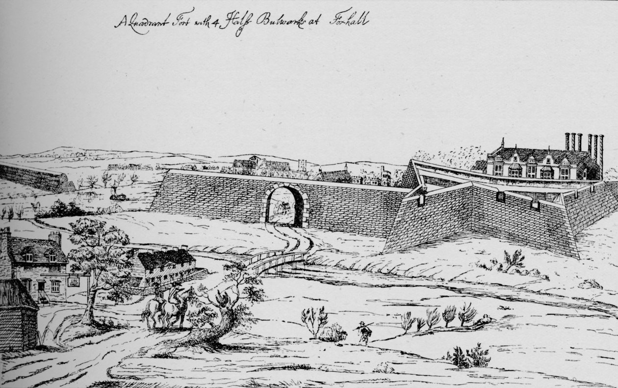 A vauxhall-i erőd, amelyet London védelmére emeltek a polgárháború alatt, 1810, 1912 alkotó: Unbekannt