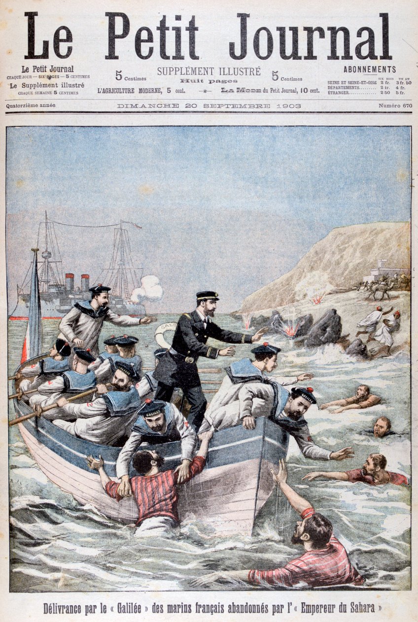 A francia Linois osztályú Galilee cirkáló francia tengerészeket ment meg, 1903 alkotó: Unbekannt